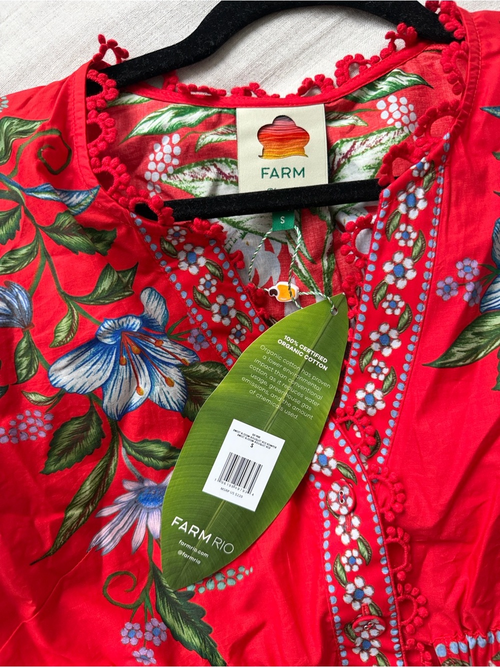 FARM RIO Sweet Bloom Bouquet Romper. BRAND NEW. Red Floral V-Neck Tie-Waist Rope - Picture 2 of 9